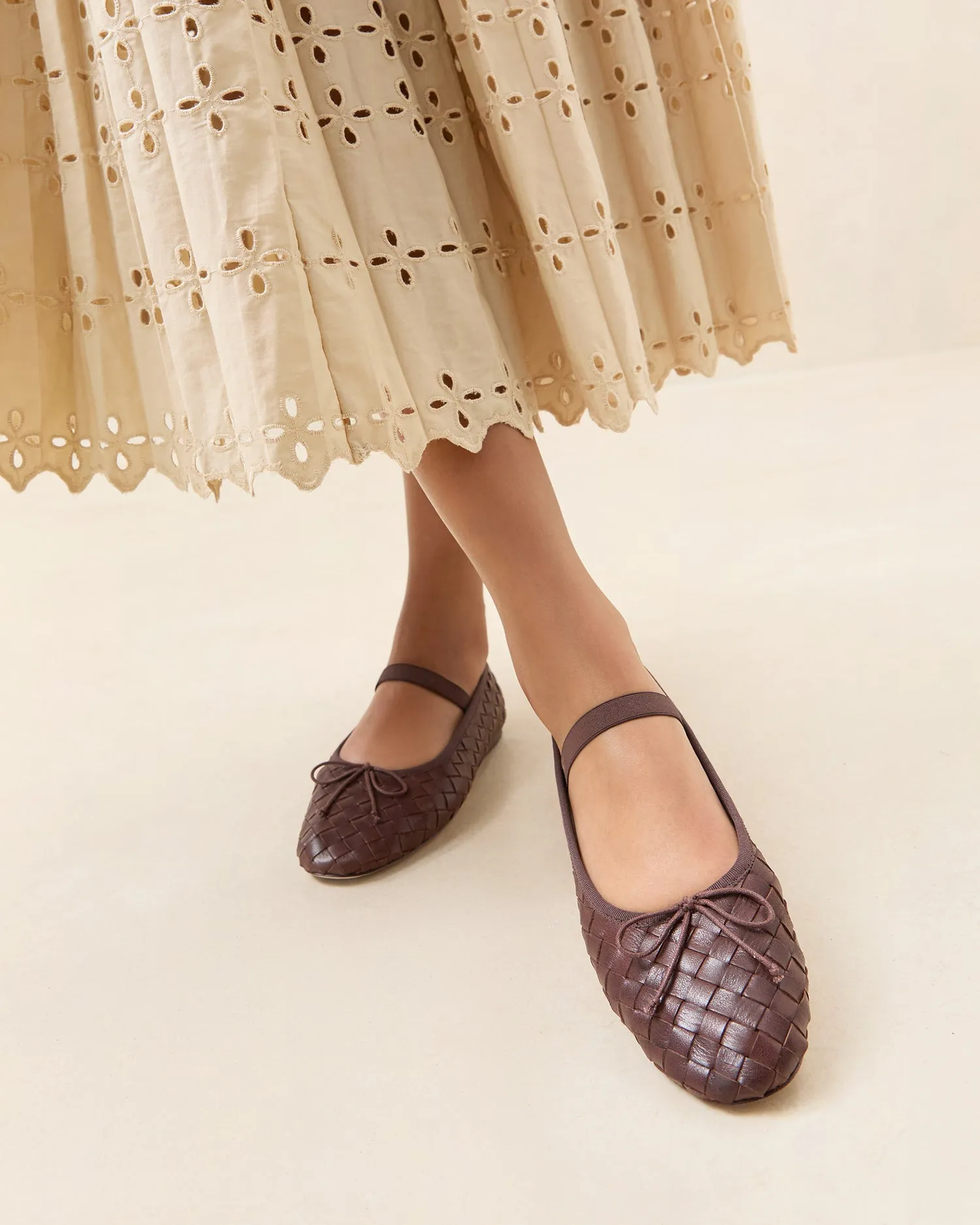 Leonie Espresso Woven Ballet Flat