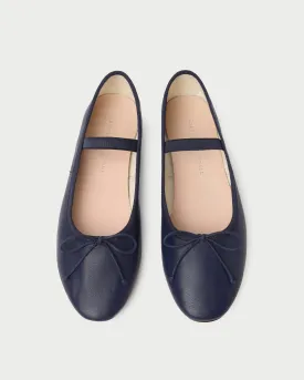 Leonie Navy Leather Ballet Flat