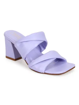 Lilac Purple PU Quilted Strap Block Heel Mules (TC-SLC-R-521-LIL)