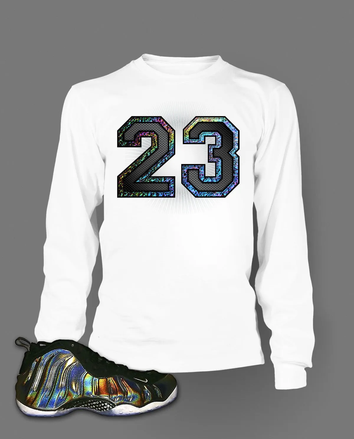 Long Sleeve Graphic T Shirt To Match Hologram Foamposite Shoe