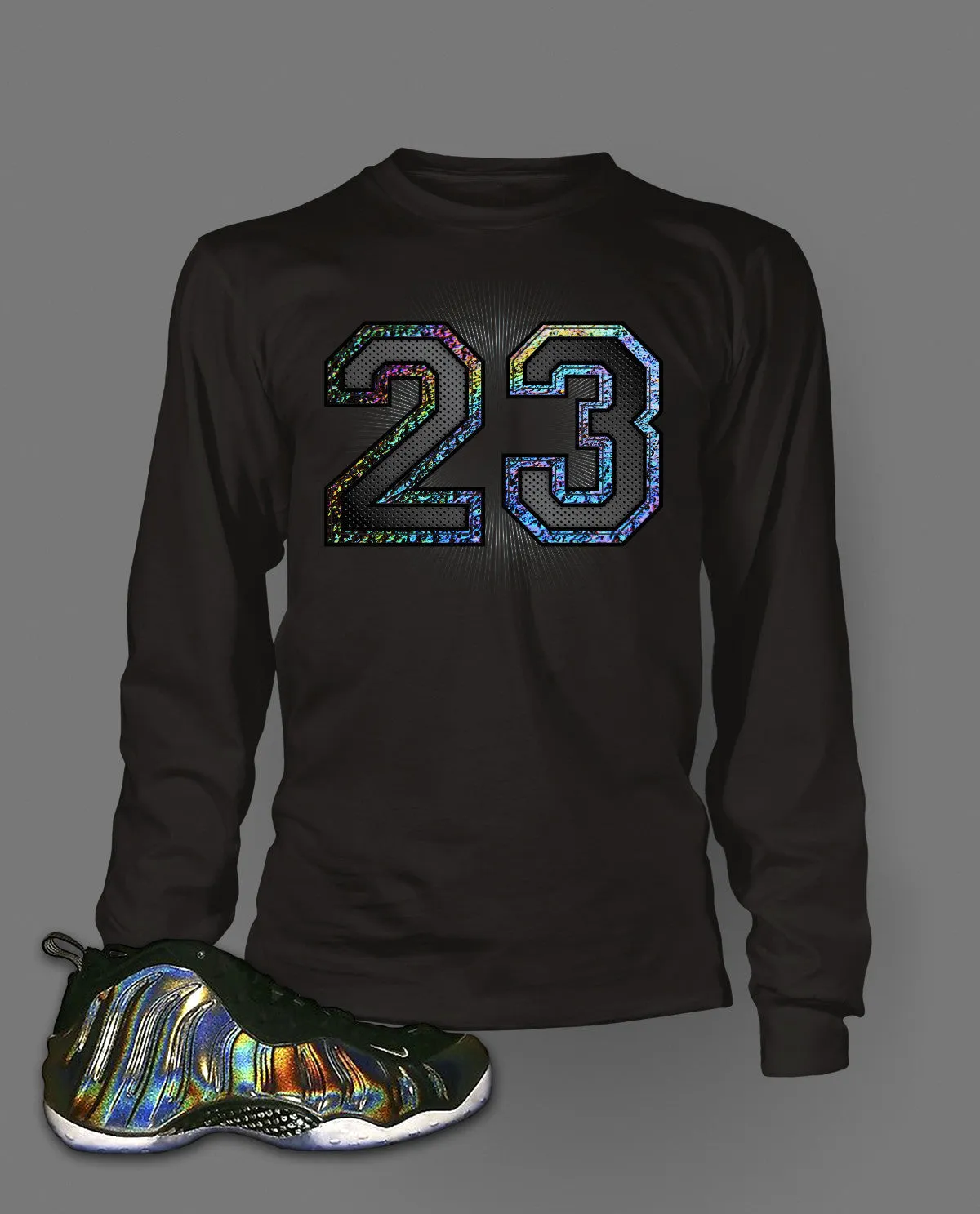 Long Sleeve Graphic T Shirt To Match Hologram Foamposite Shoe