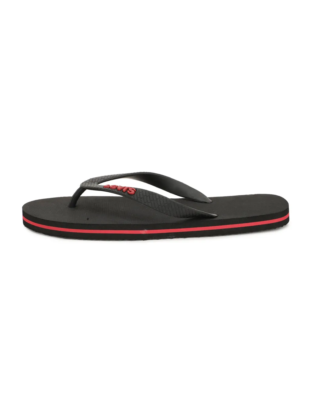 Men's Black Embossed Logo Flip-Flops