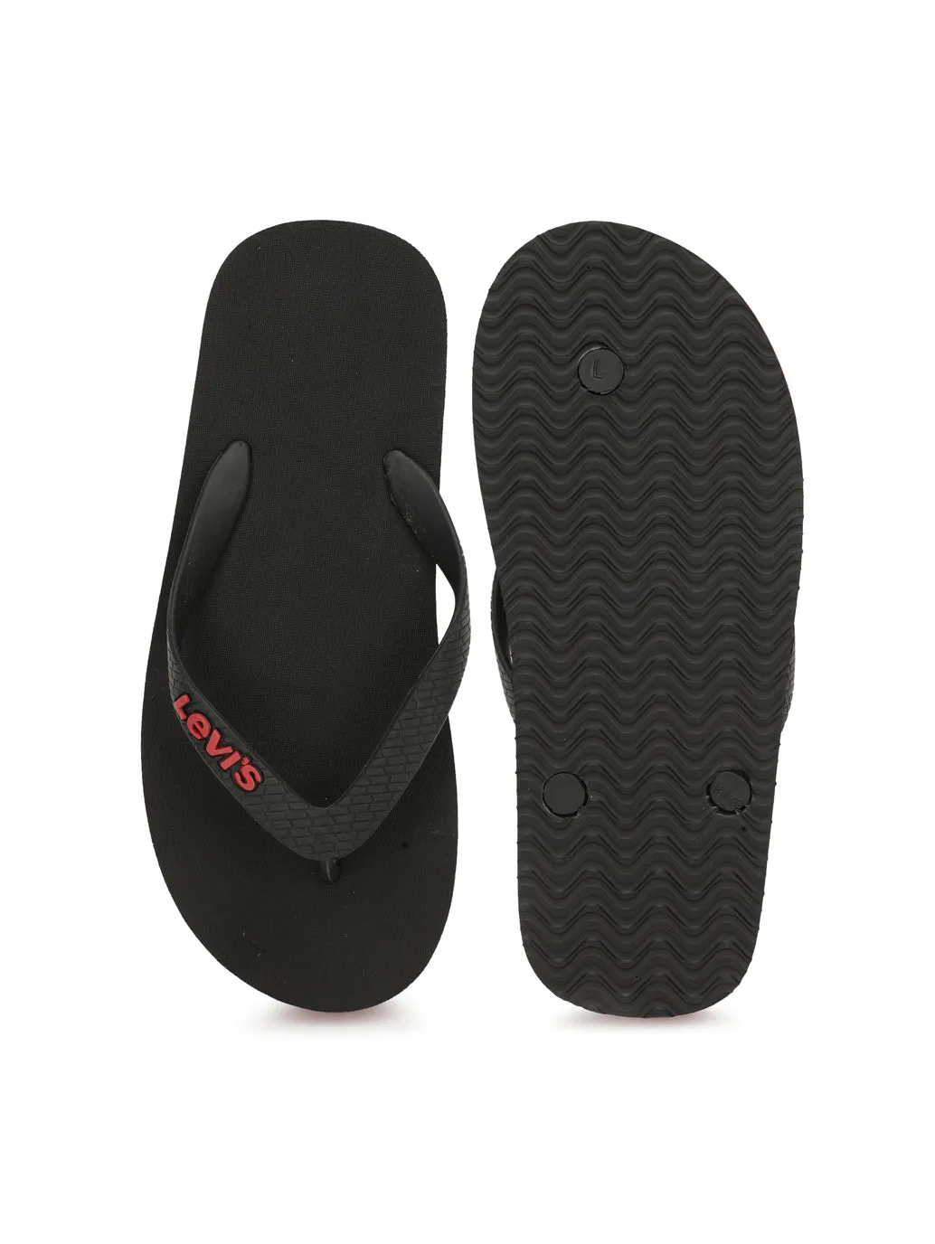 Men's Black Embossed Logo Flip-Flops