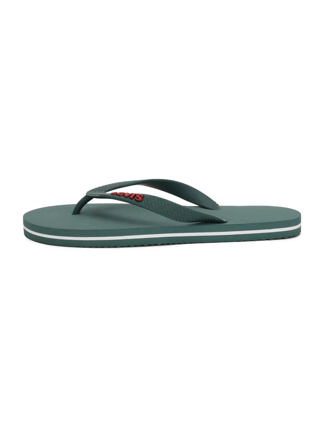 Men's Green Debossed Logo Solid Flip-Flops