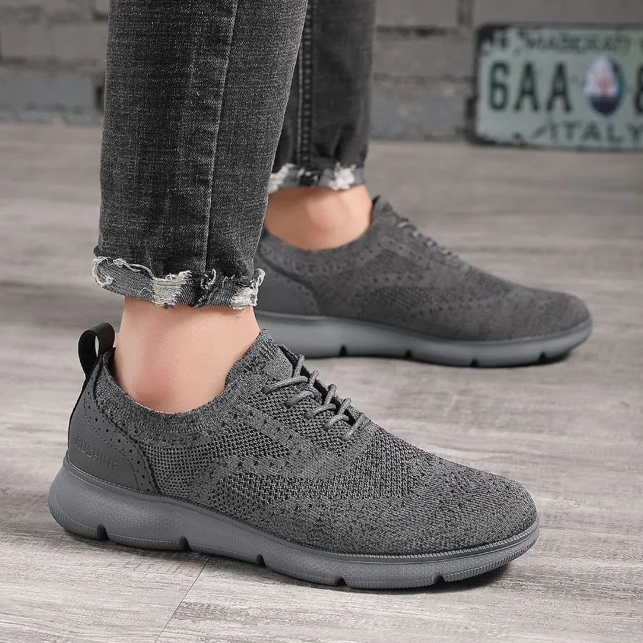 Men's lace Up Casual Shoes Oxford Knitted Breathable Lightweight Comfortable Walking Business Dress Sneakers