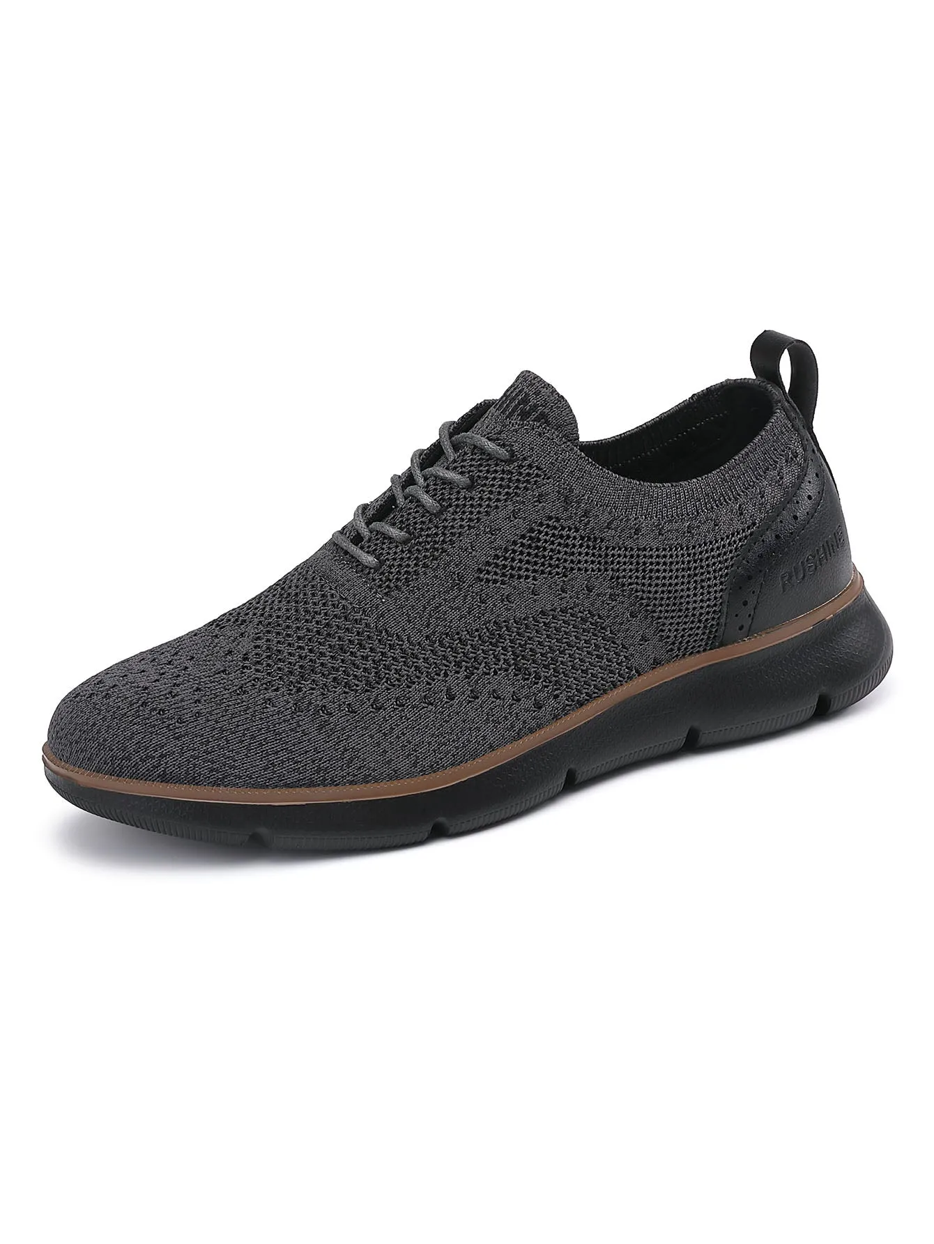 Men's lace Up Casual Shoes Oxford Knitted Breathable Lightweight Comfortable Walking Business Dress Sneakers