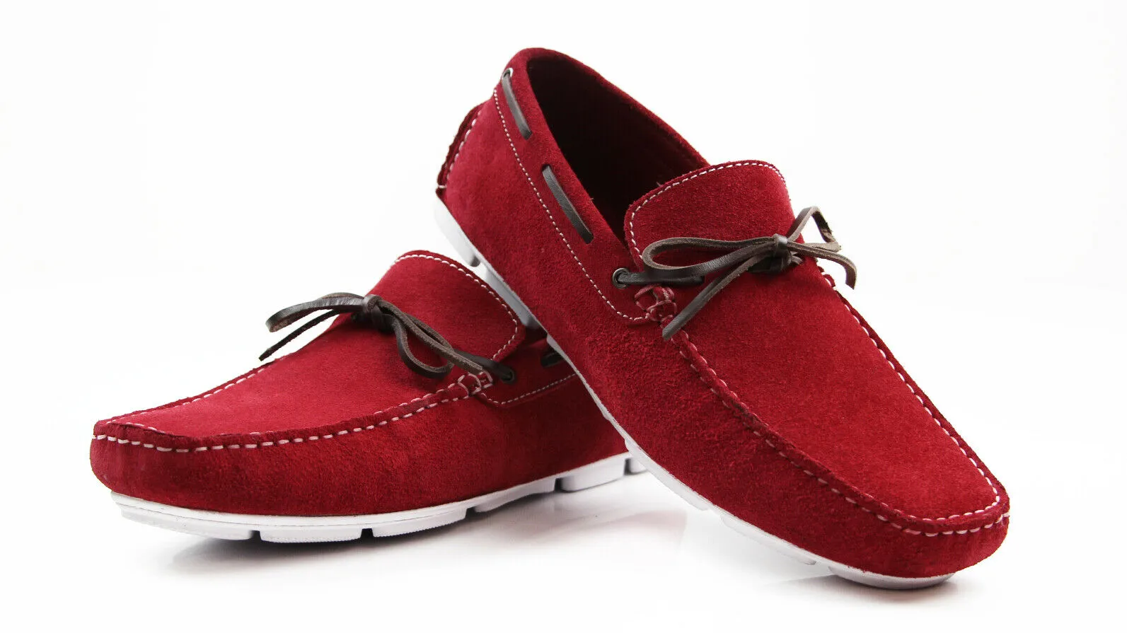 Mens Zasel Port Red Suede Leather Casual Dress Boat Deck Loafers Shoes