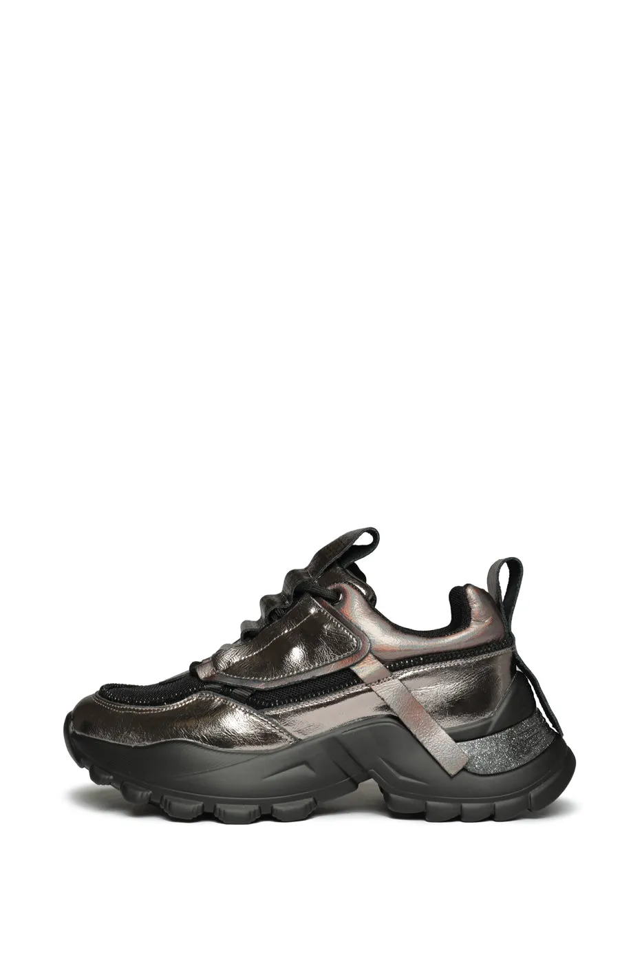 Metallic Chunky Lace-Up Sneakers - Bronze