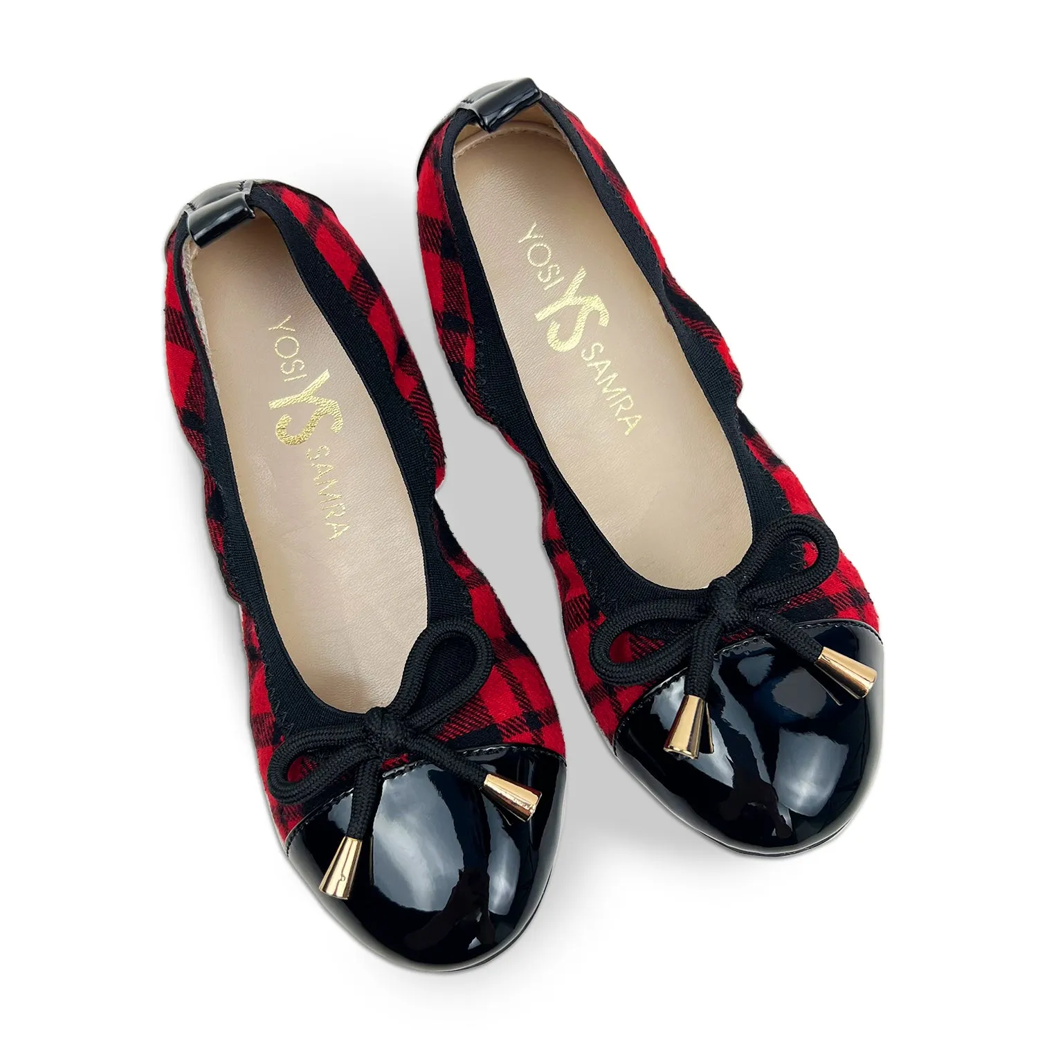 Miss Samantha Ballet Flat in Red Plaid - Kids