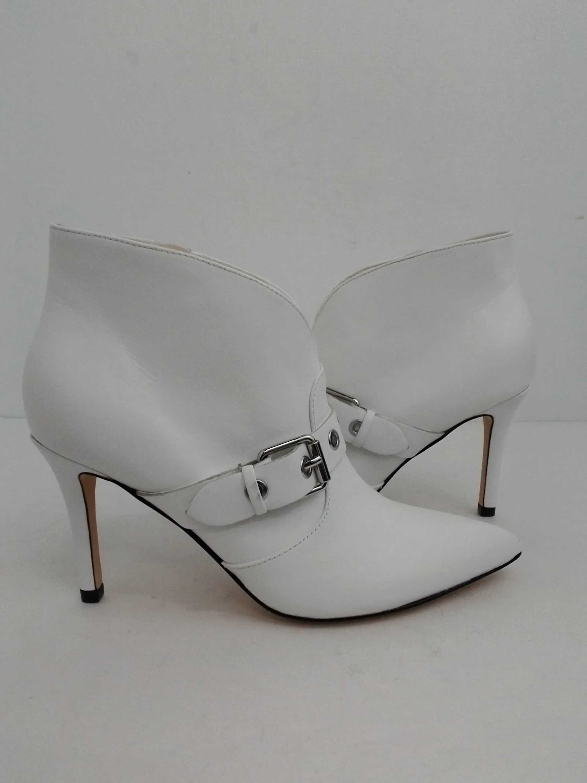 Nine West Women's Jax White Leather Booties Size 6.5 M