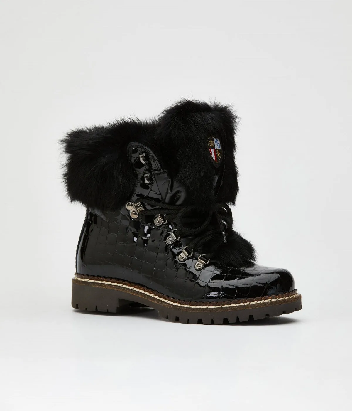 NIS Black Croco Black Rabbit Ankle Winter Boot ON SALE!