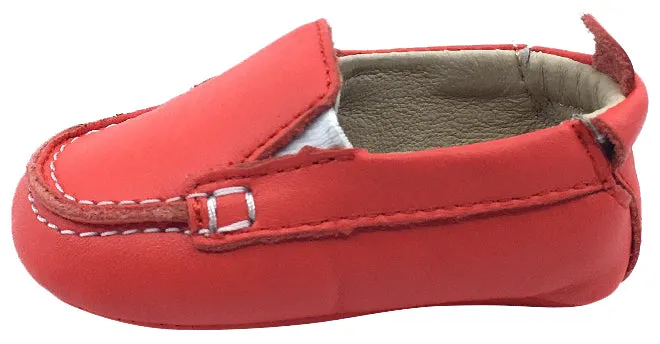 Old Soles Girl's and Boy's Red Baby Boat Shoes