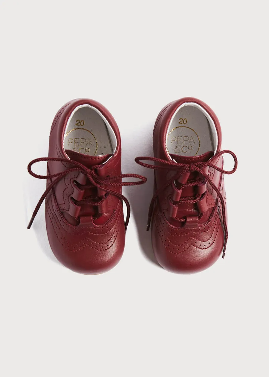 Oxford Baby Booties in Burgundy (20-26EU)