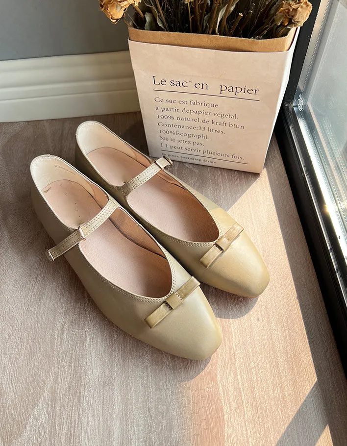 Pointed Toe Bowknot Comfortable Strap Flats