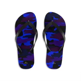 Purple Blue Camouflage Flip Flops, Camo Military Print Unisex Flip-Flops Pool Sandals-Made in USA