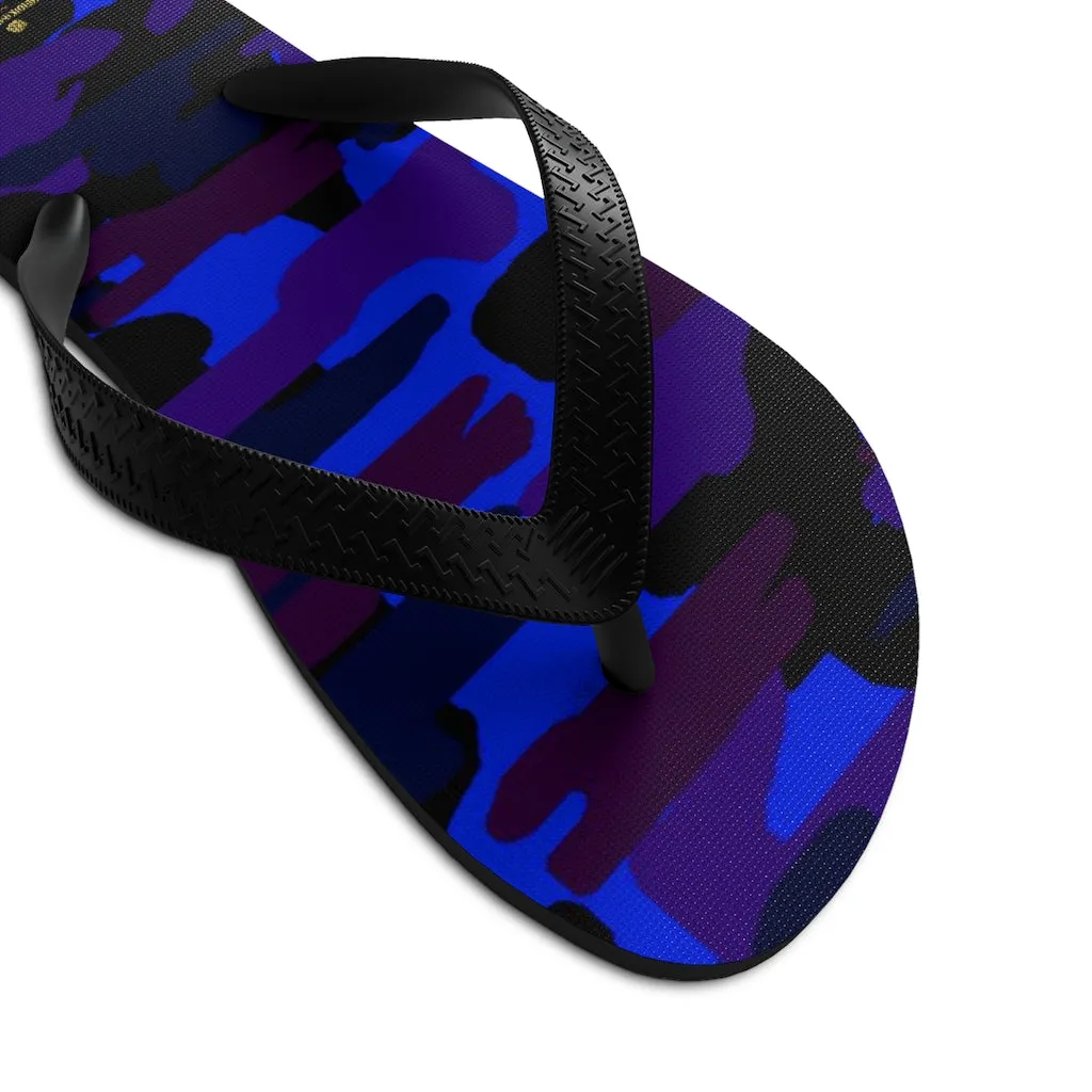 Purple Blue Camouflage Flip Flops, Camo Military Print Unisex Flip-Flops Pool Sandals-Made in USA