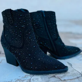 "Kady" Black Rhinestone Booties*