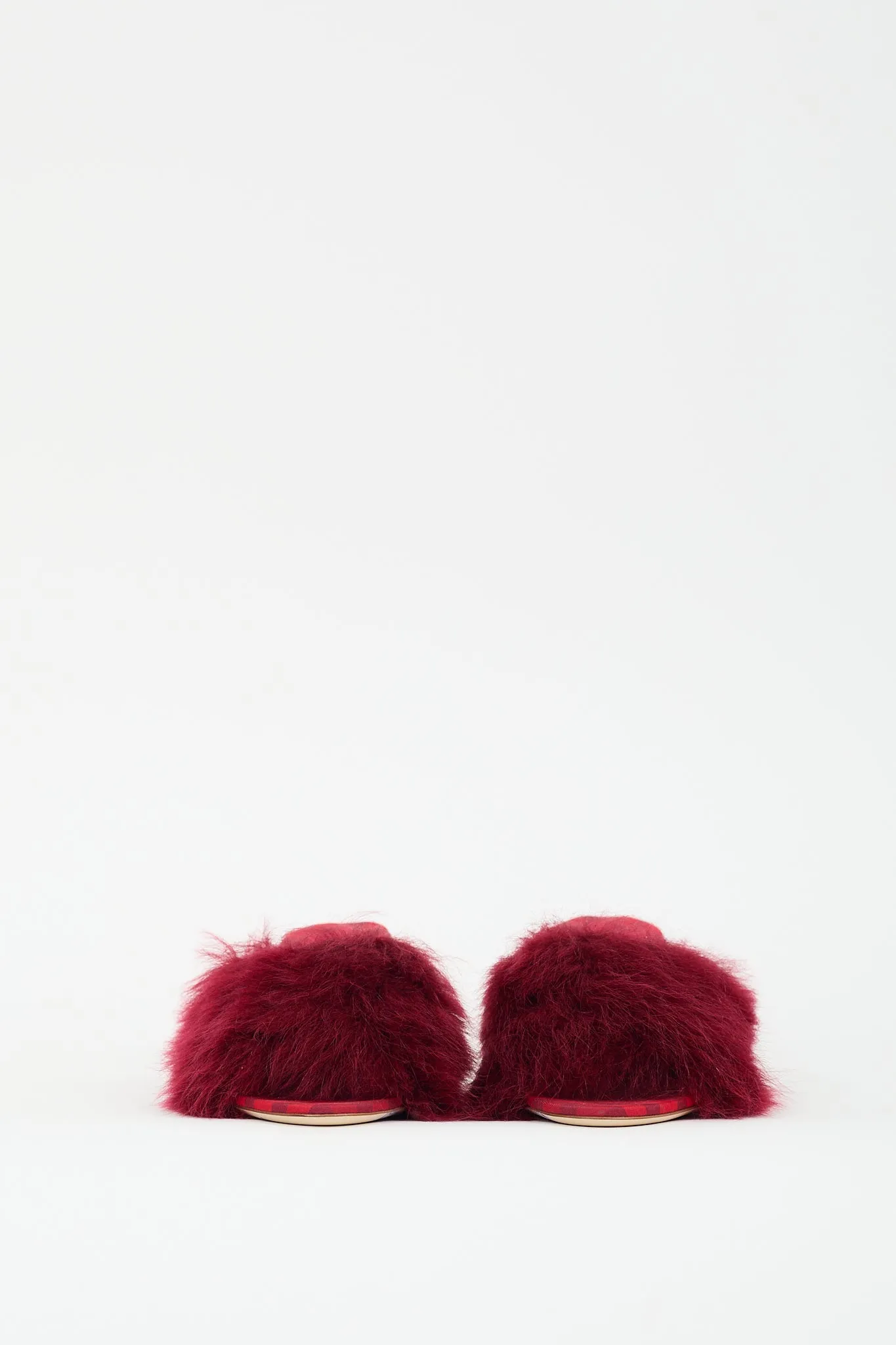 Red Faux Fur Minnie Mule