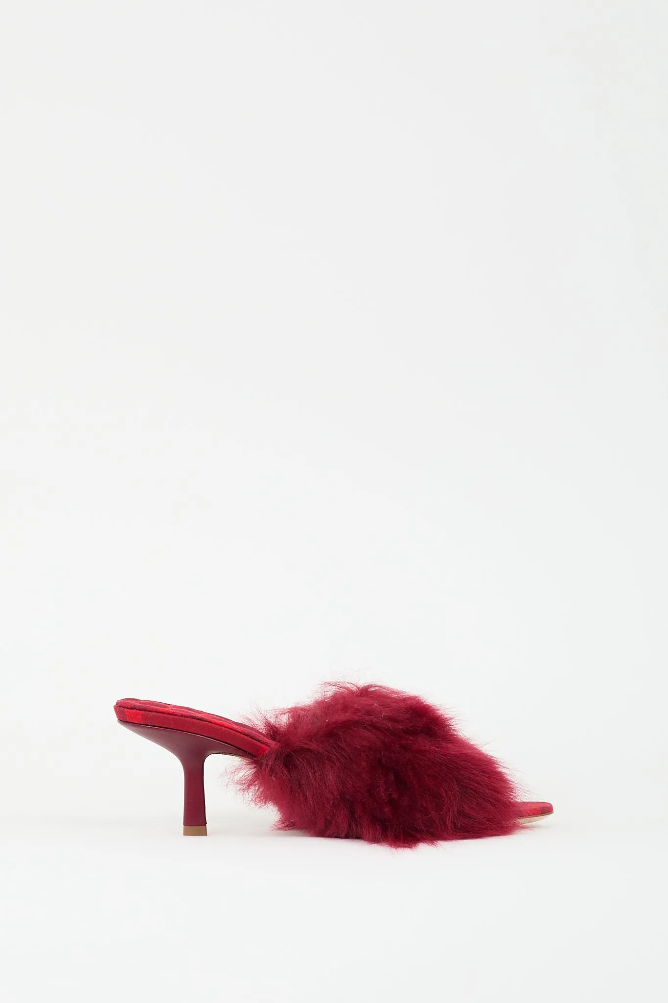 Red Faux Fur Minnie Mule