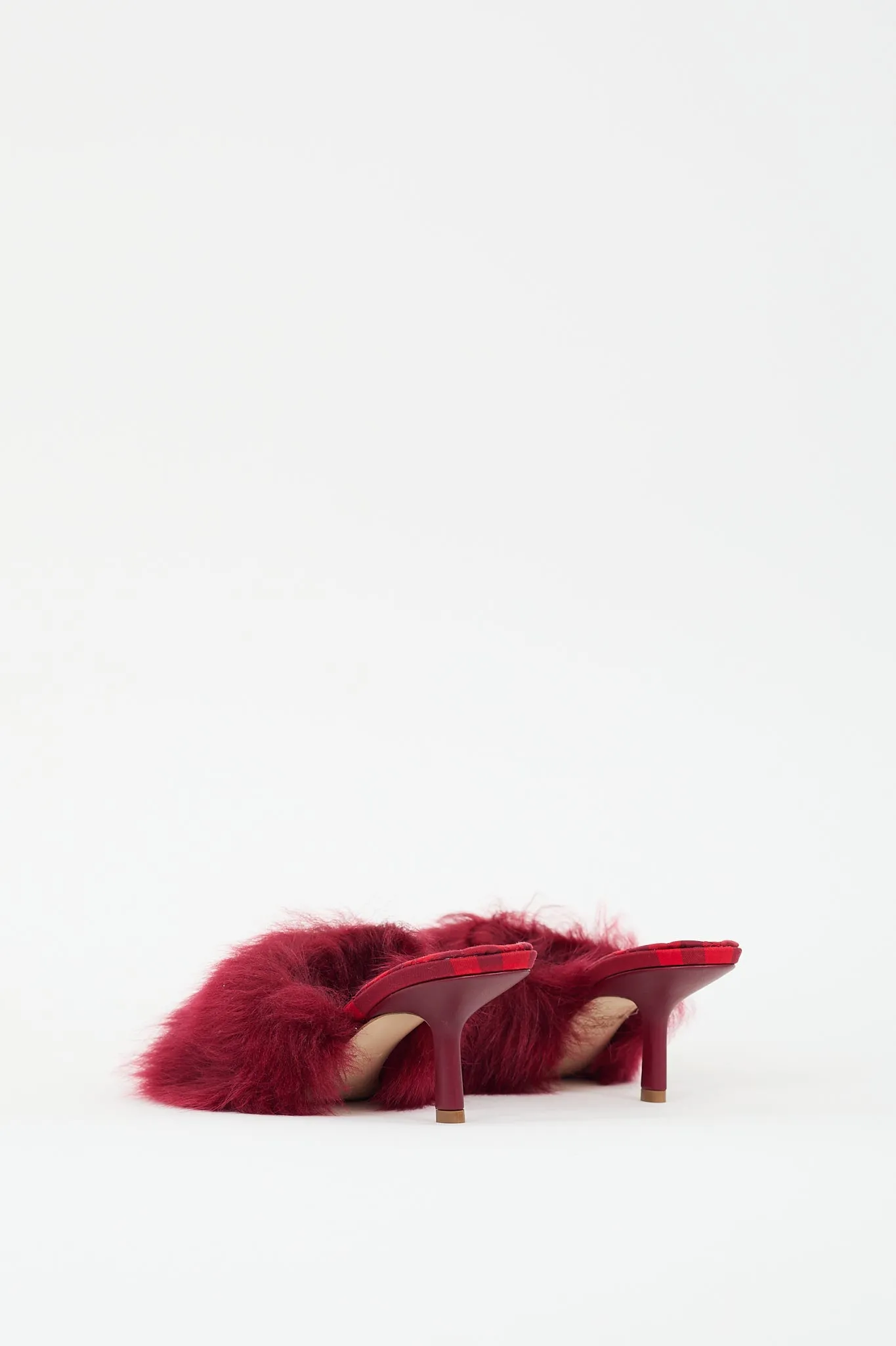 Red Faux Fur Minnie Mule