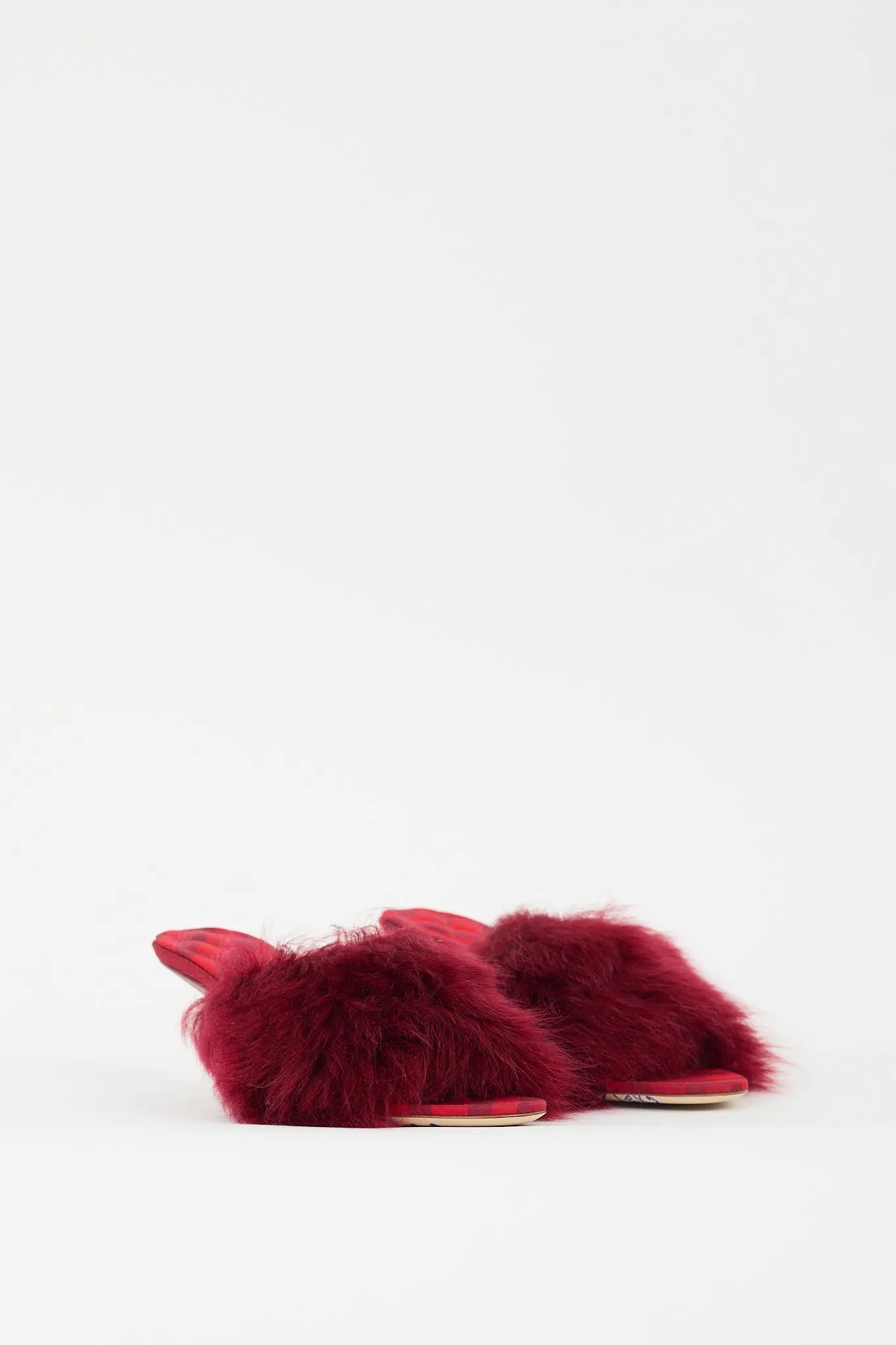 Red Faux Fur Minnie Mule