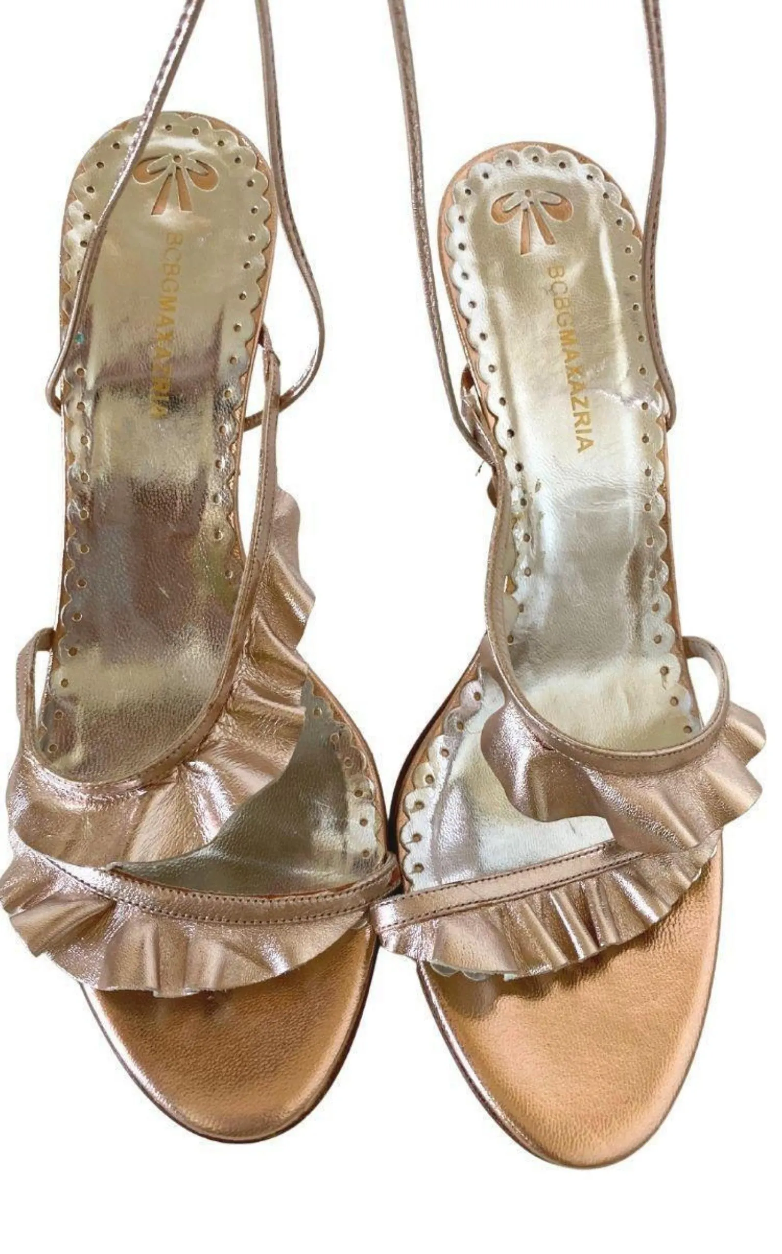 Rose Gold Leather Strappy Sandals