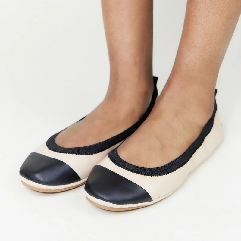 Samantha Foldable Ballet Flat in Nude Leather