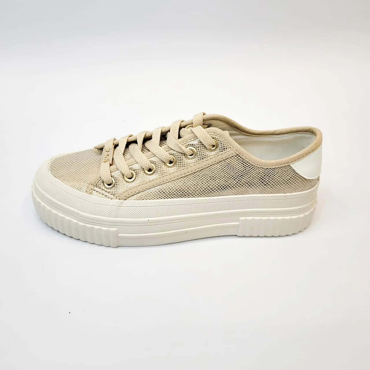 Savoy gold lace up platform sneaker