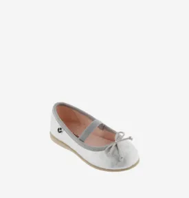 Silver leather ballerina