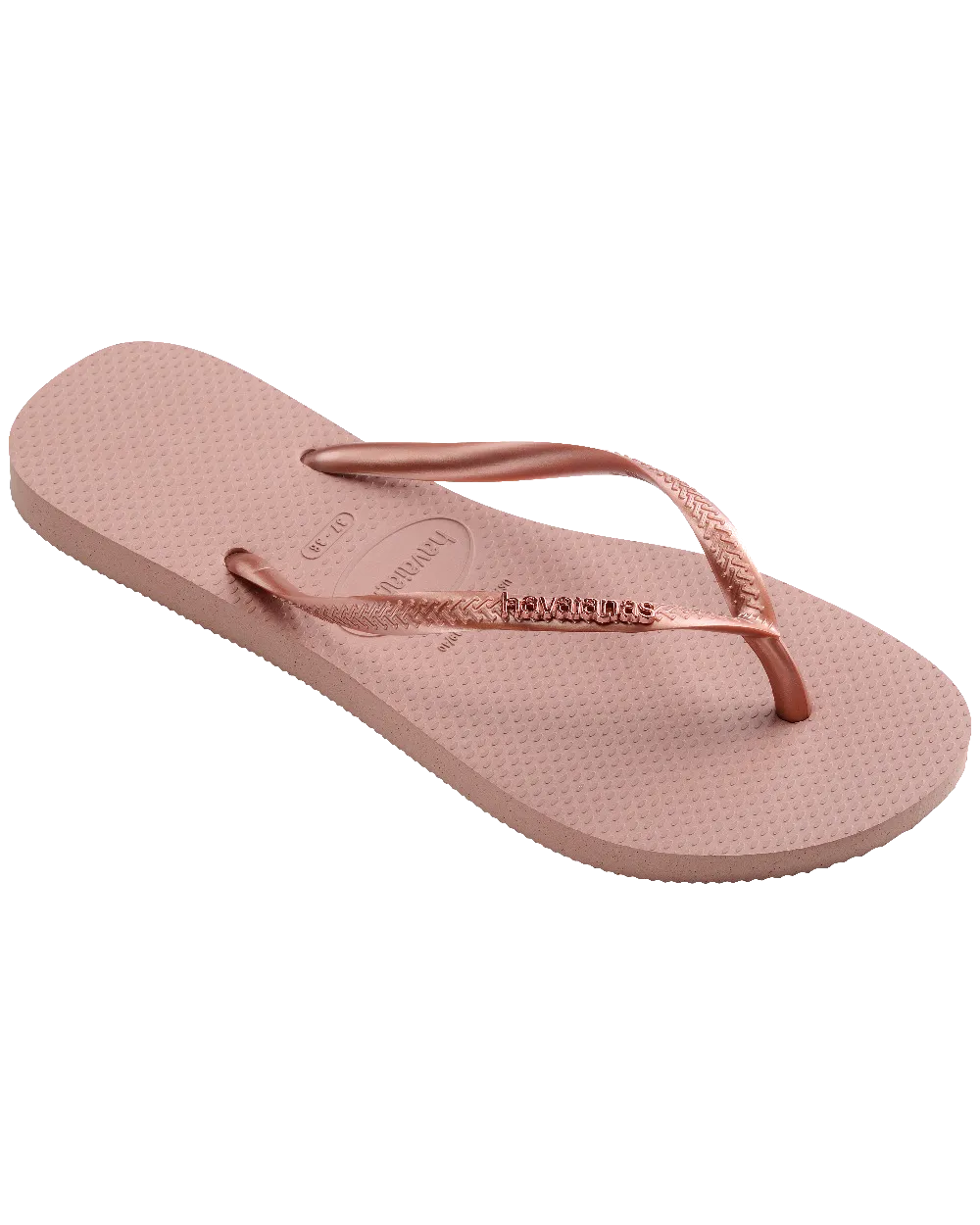 Slim Metallic Flip Flops in Crocus Rose & Golden