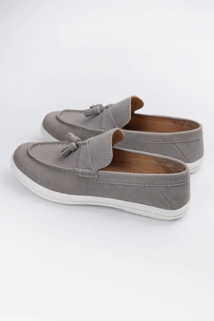 Slip On Suede Loafers - Grey