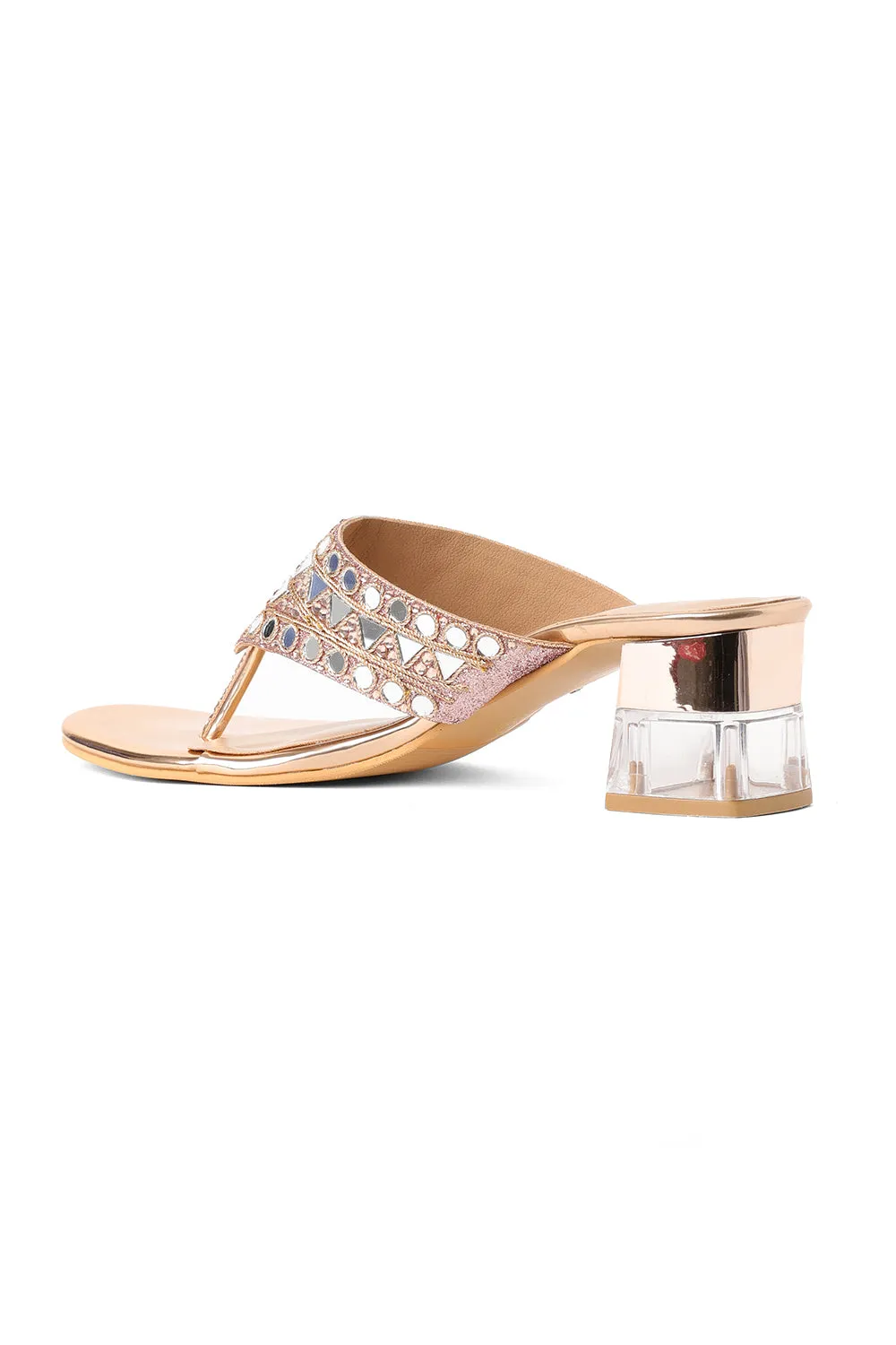 SOLES Mirror Work Crystal Block Heels