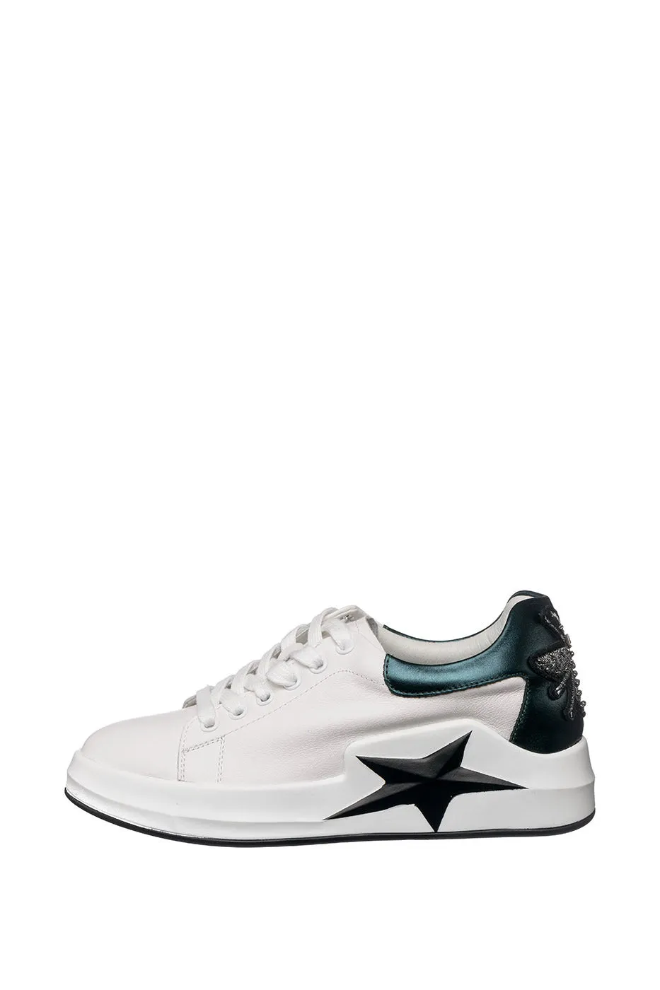 Star-Embellished Platform Sneakers - White