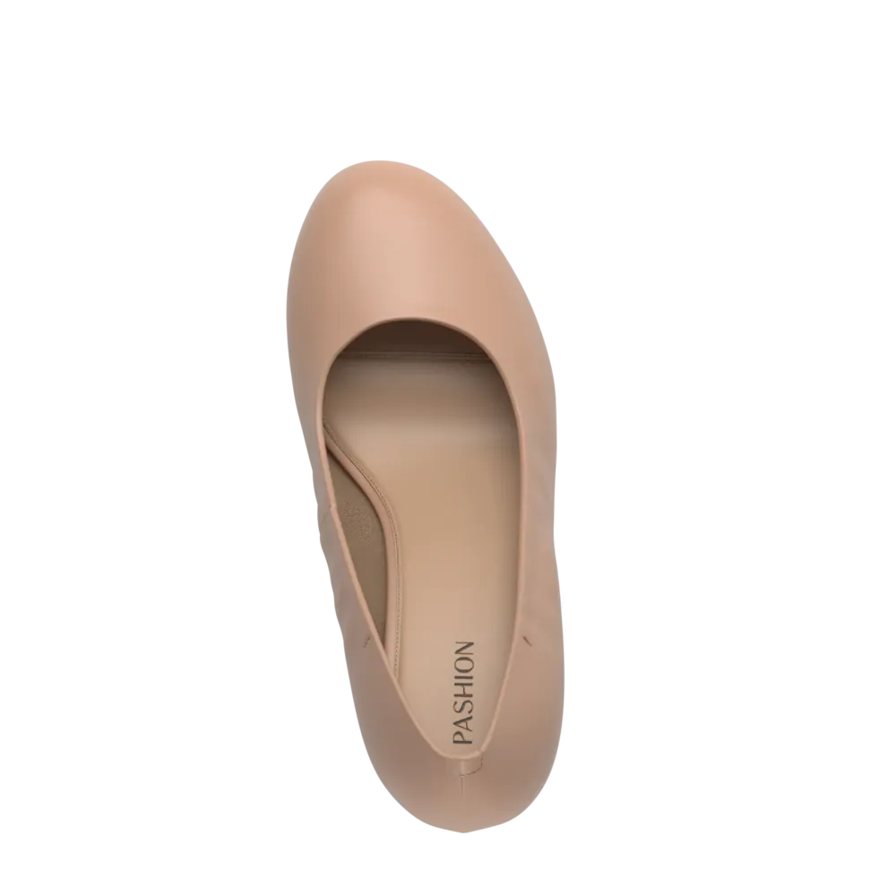 The Ballet Pump - Latte Stretch Leather 4 Stiletto