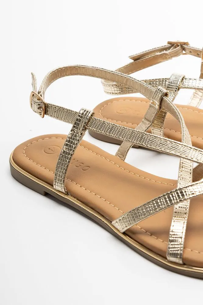 Toe Post Strappy Sandal Gold