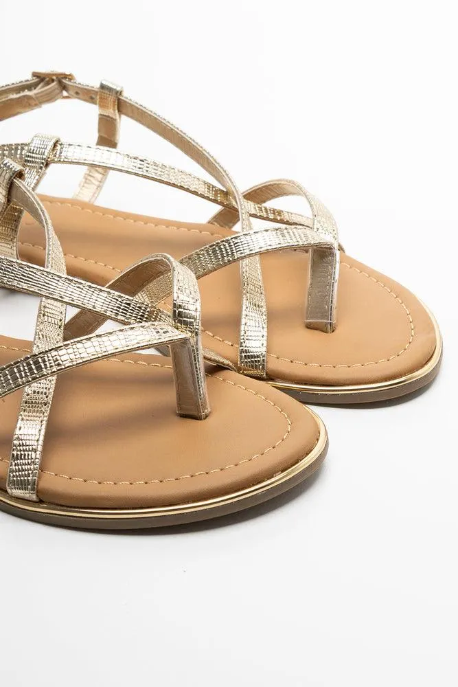 Toe Post Strappy Sandal Gold