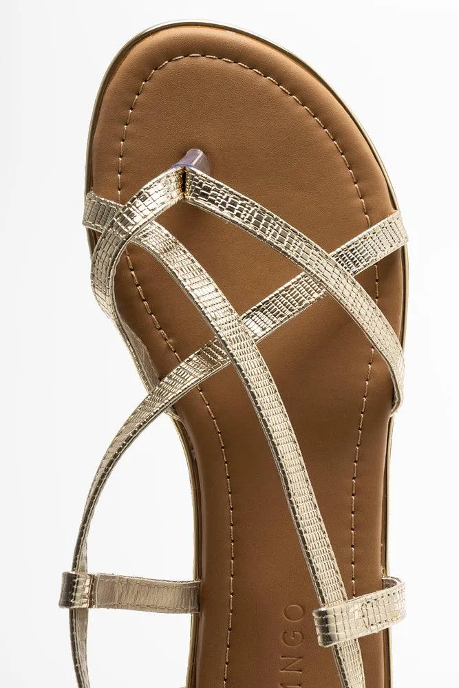 Toe Post Strappy Sandal Gold