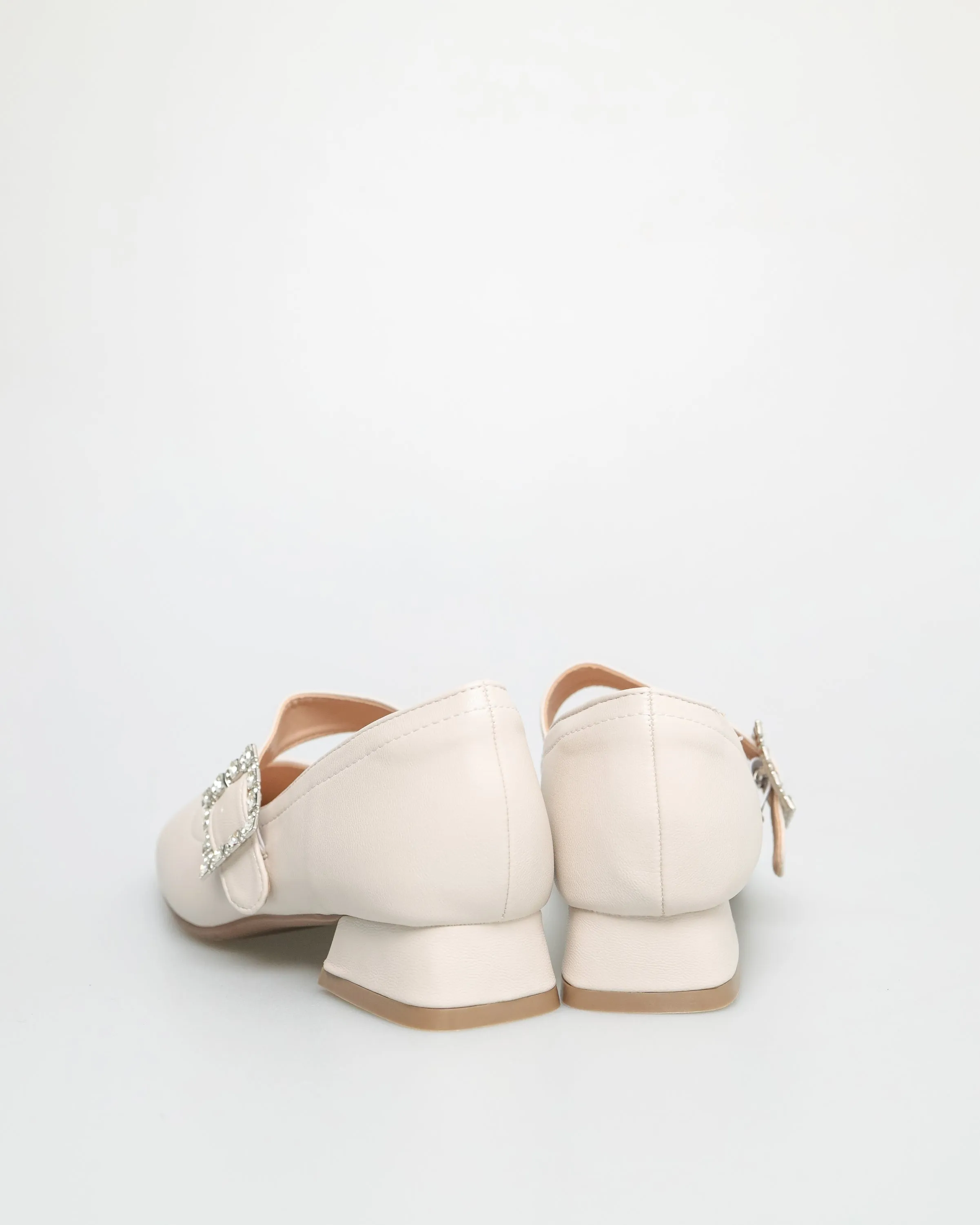 Tomaz NN303 Ladies Ballerina Buckle Low Heels (Cream)