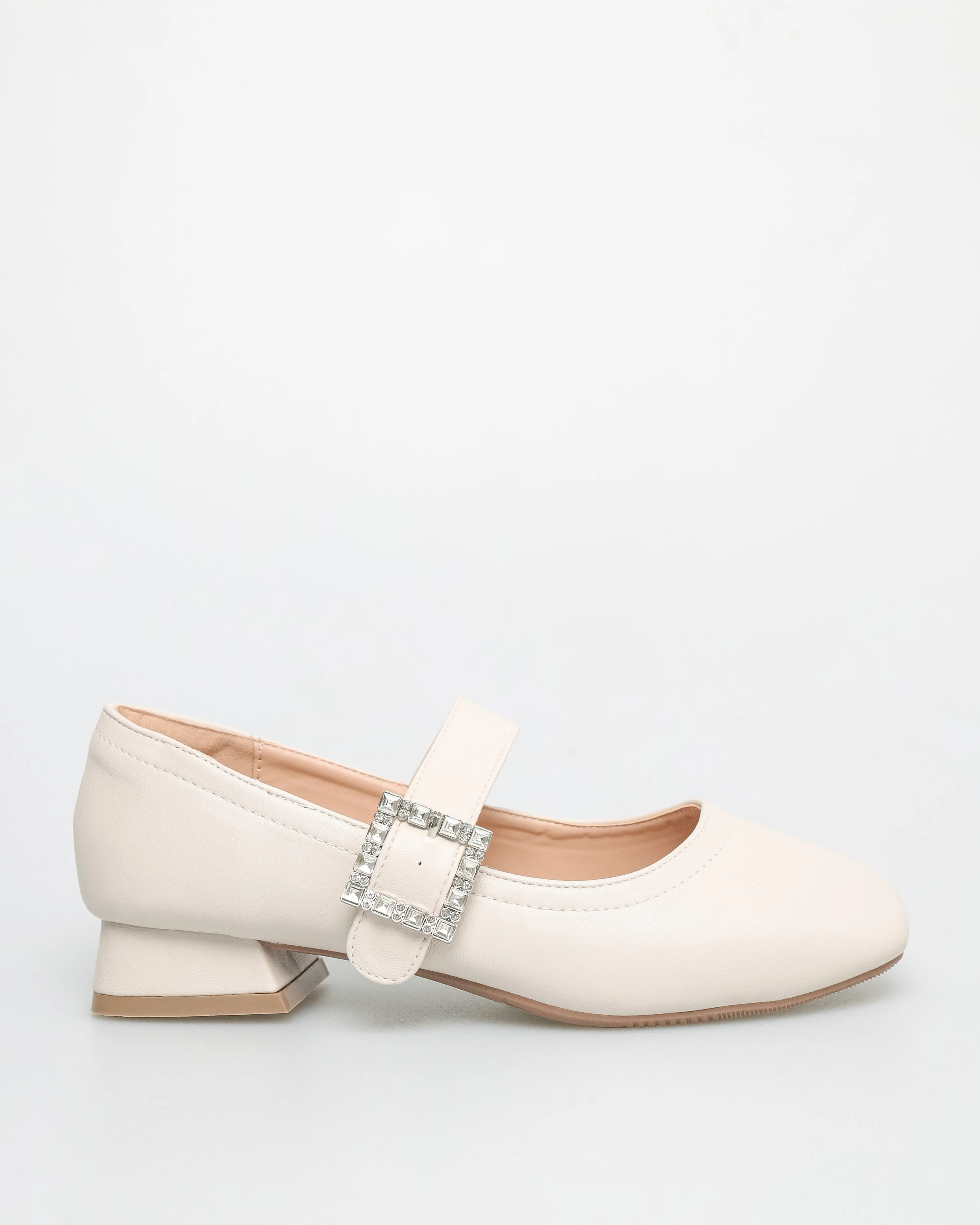 Tomaz NN303 Ladies Ballerina Buckle Low Heels (Cream)