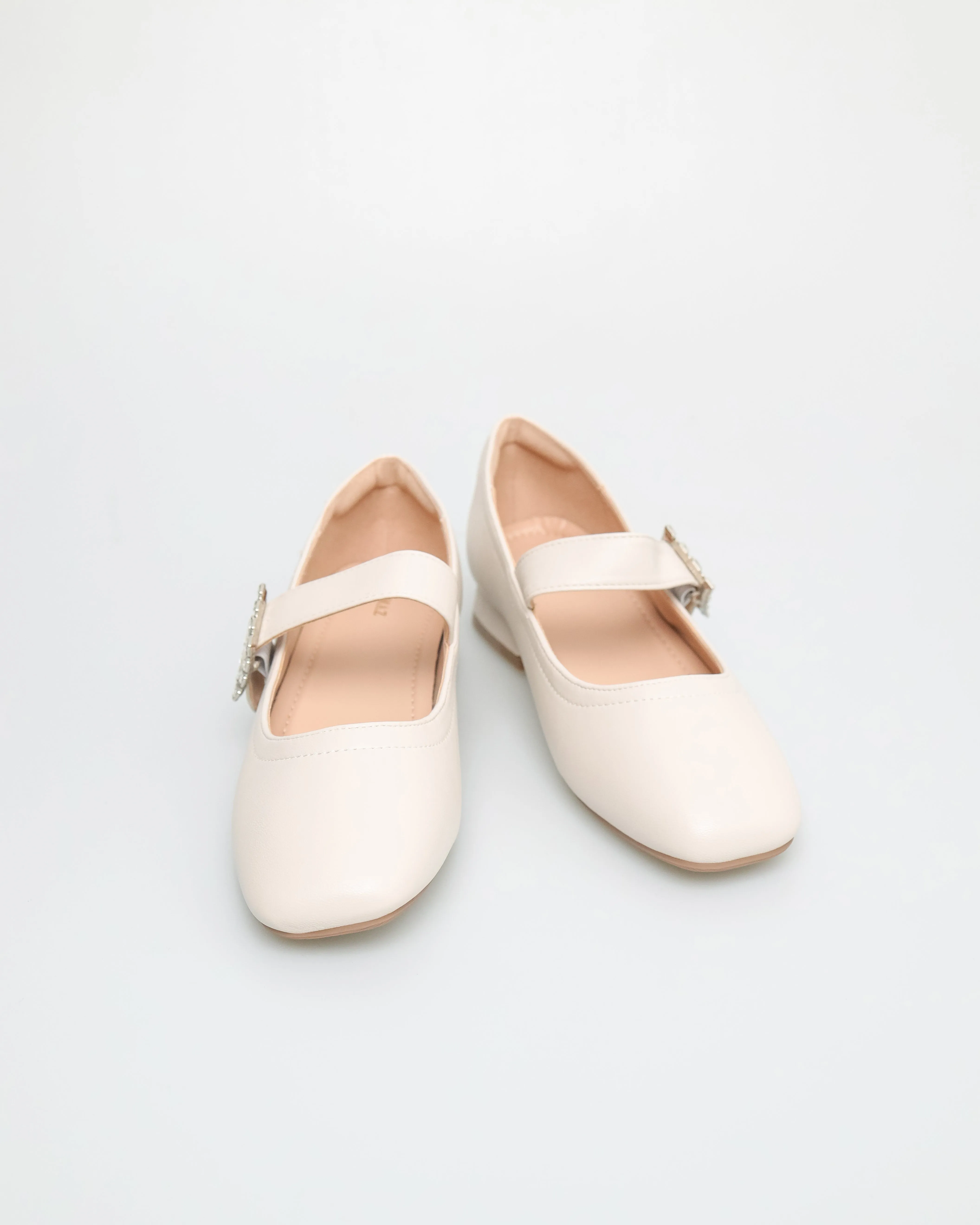 Tomaz NN303 Ladies Ballerina Buckle Low Heels (Cream)