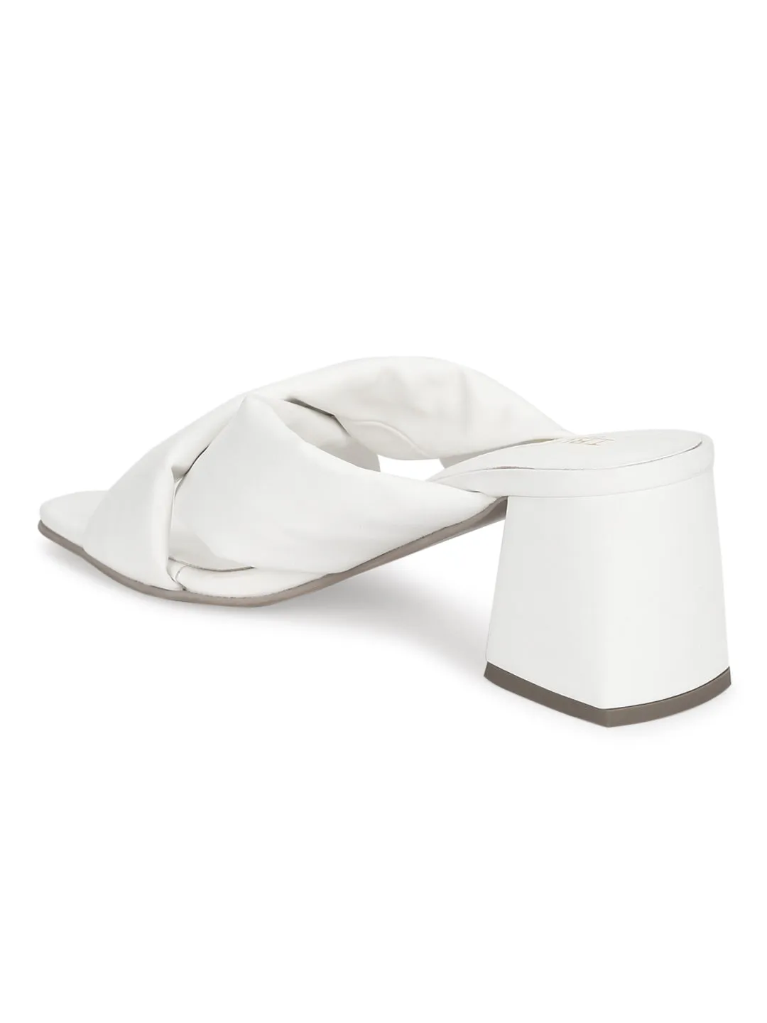 White PU Crossover Quilted Mules (TC-ST-1230-WHTPU)