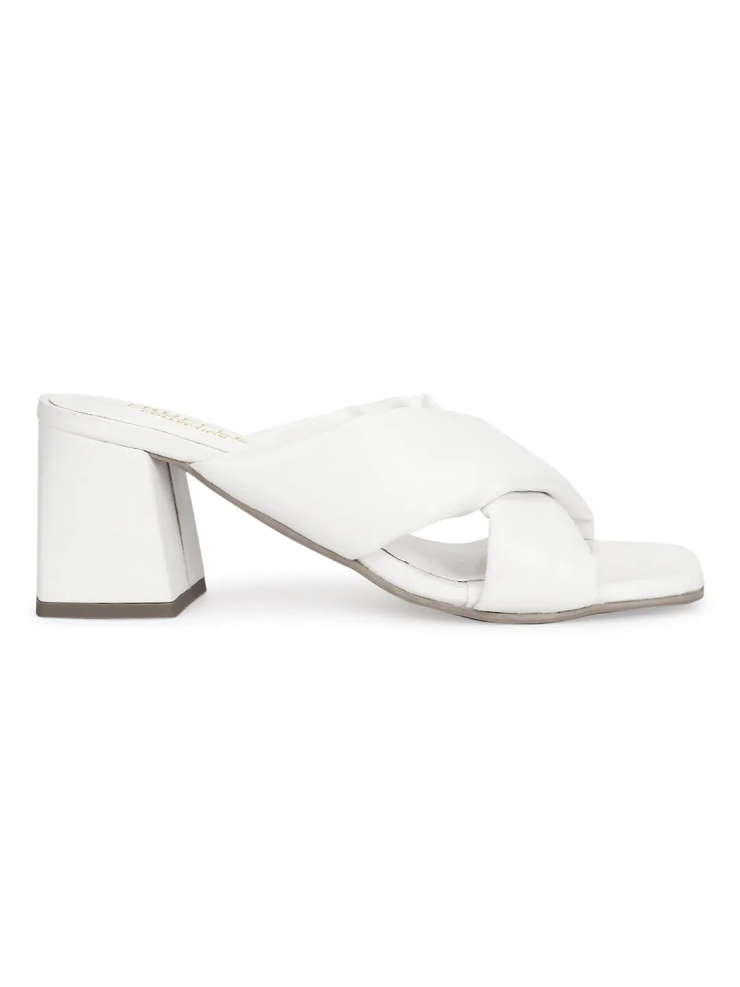 White PU Crossover Quilted Mules (TC-ST-1230-WHTPU)