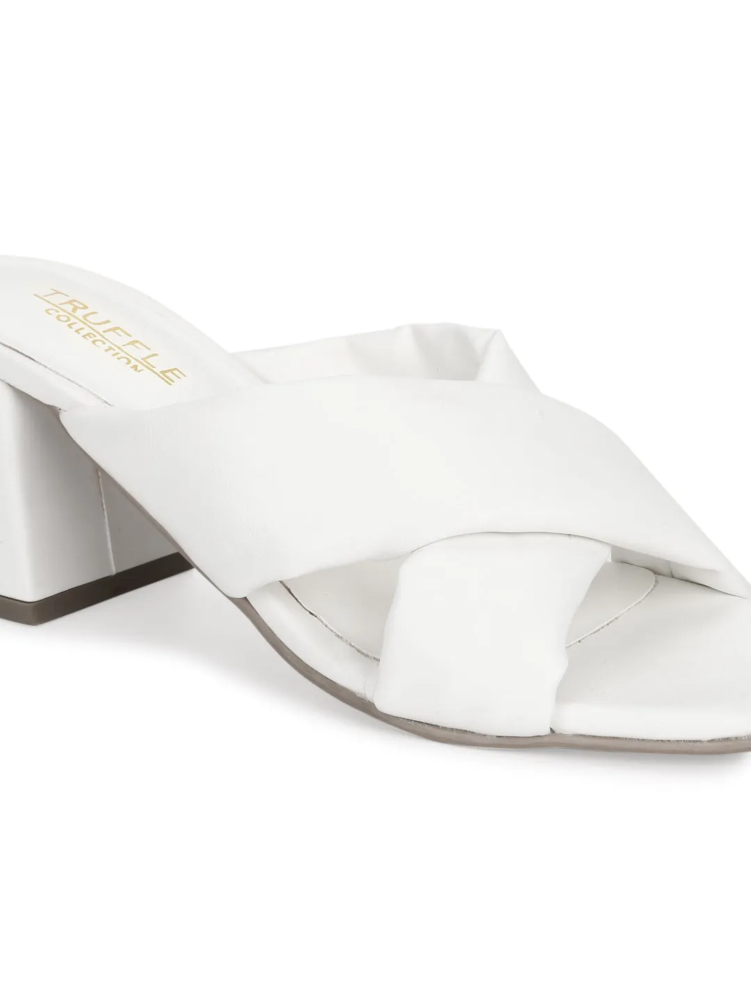 White PU Crossover Quilted Mules (TC-ST-1230-WHTPU)