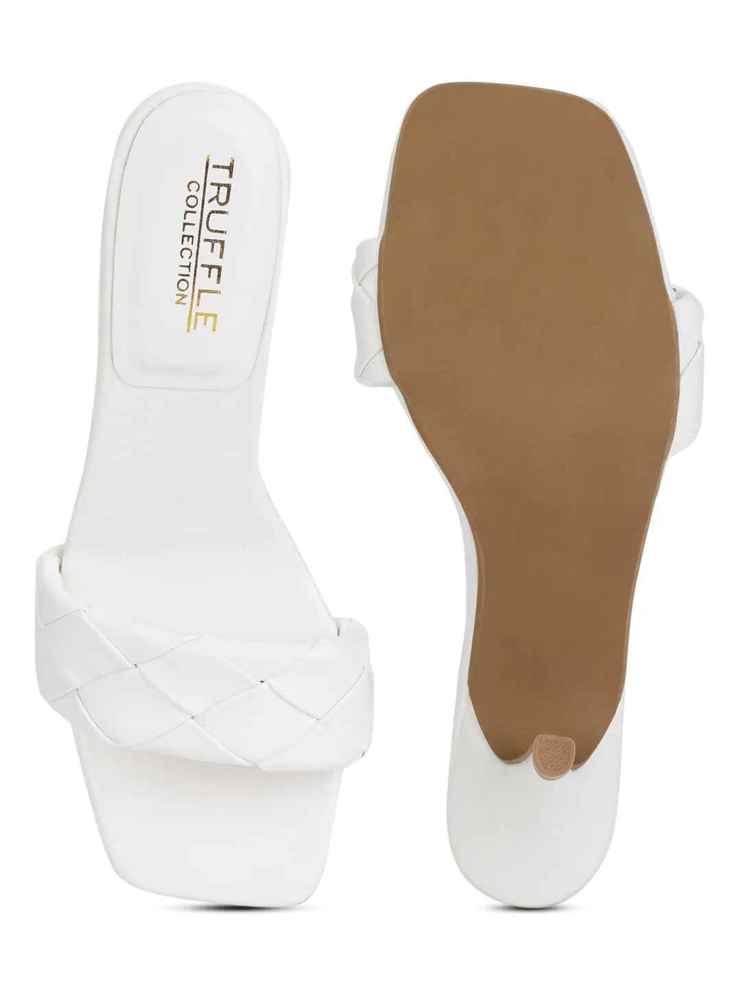 White PU Quilted Braid Strap Stiletto Mules (TC-ST-1299-WHT)