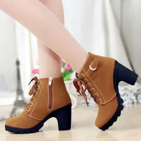 Women ankle boots autumn women shoes high heels 8.5 cm lace-up