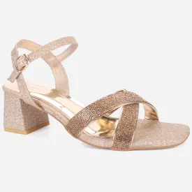 Womens "TANIT" Glittery Crossover Strap Sandals