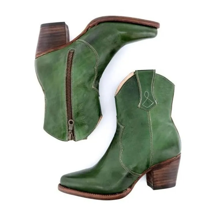 Women's short cowboy boots pointed toe ankle western boots