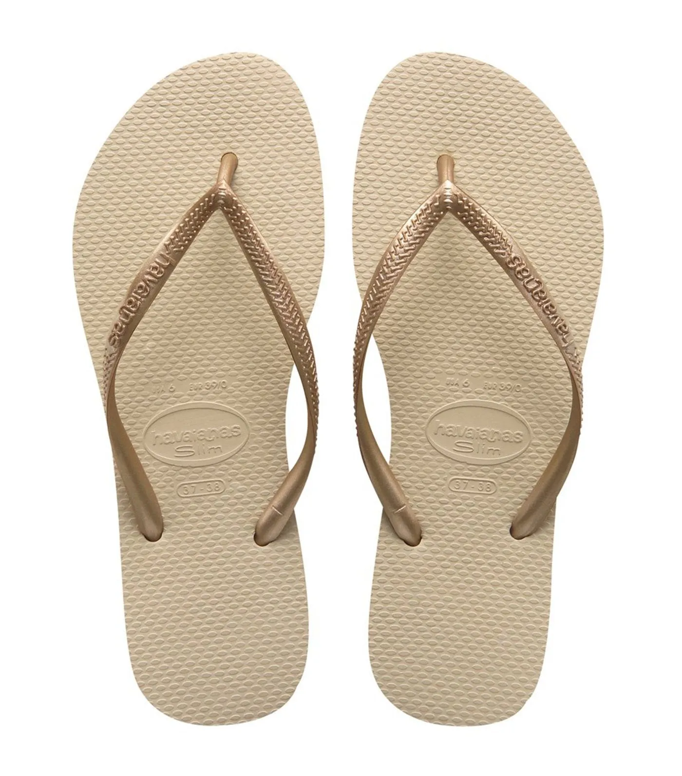 Women's Slim Flip Flops - Light Gold