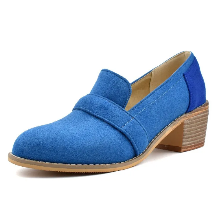 Women's Suede Block Heels Pumps