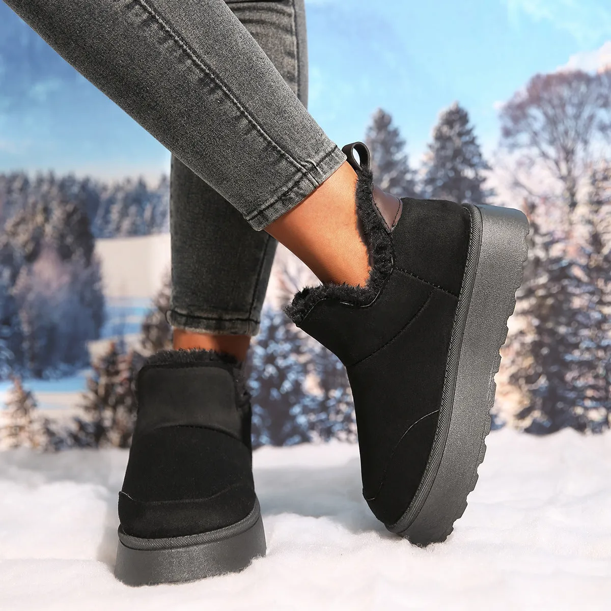 Women's thicken plush lined warm snow boots anti-skid